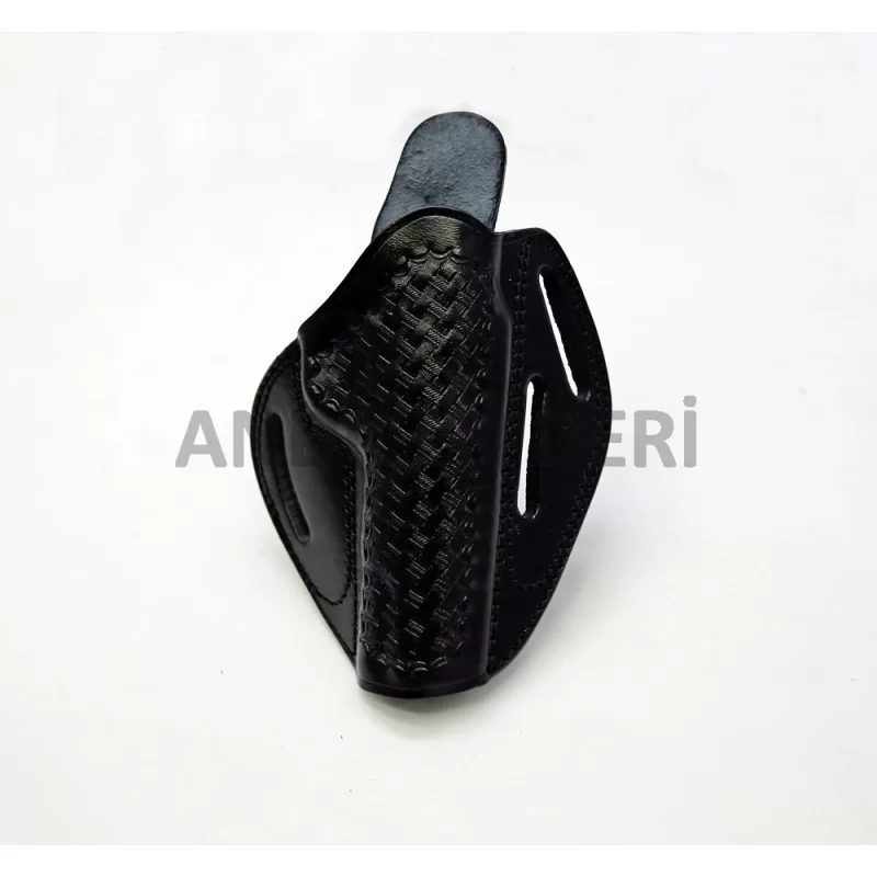 3 Kemer Girişli Ter Siperli Sepet Desenli Deri Hızlı Çekim Kılıf