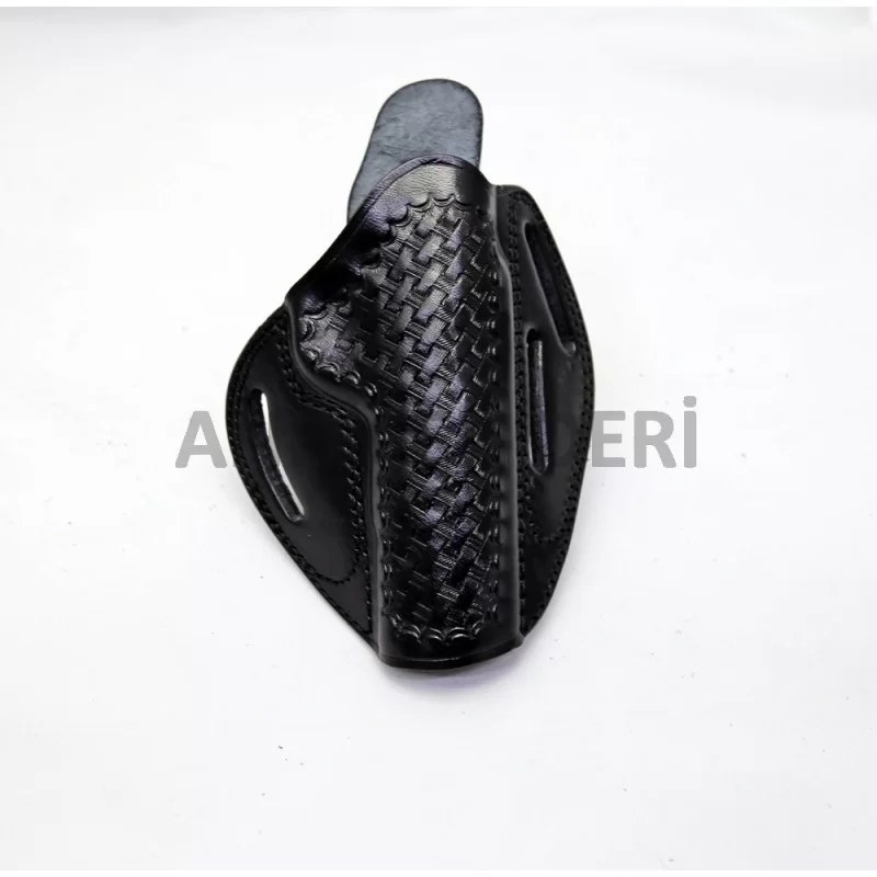 3 Kemer Girişli Ter Siperli Sepet Desenli Deri Hızlı Çekim Kılıf