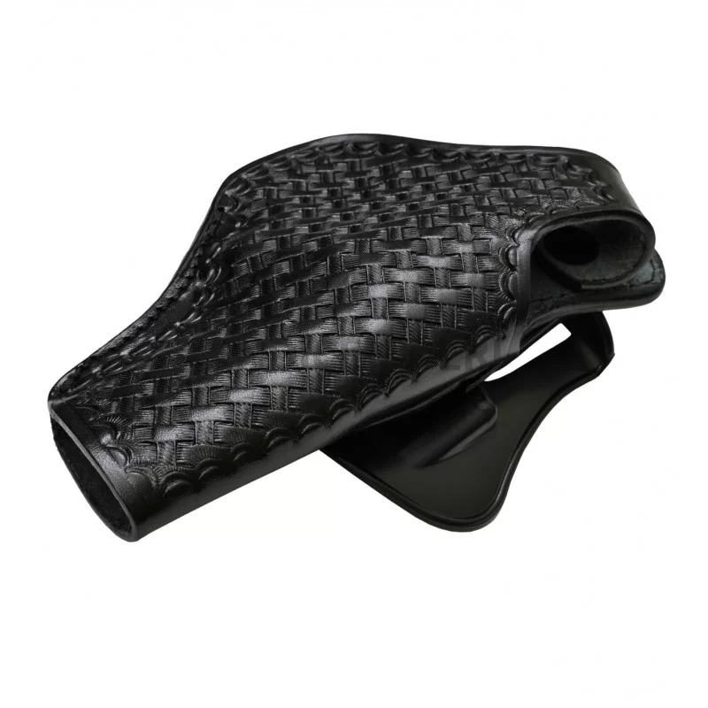 Ortapedik Bel Sepet Desenli Deri Tabanca Kılıfı 